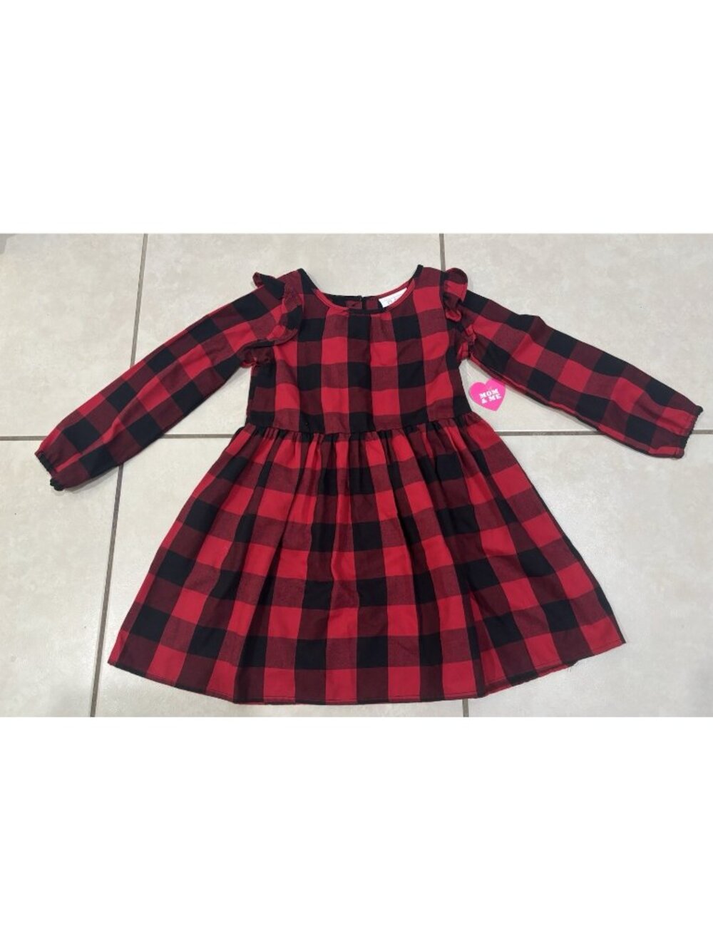 NWT The Children’s Place Black & Red Buffalo Plaid Holiday Dress Sz 5T Mom & Me
